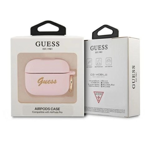 Etui Guess Silicone Vintage Script na AirPods Pro - różowe Guess
