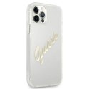 Etui Guess Vintage Script Gold na iPhone 12 Pro Max - przezroczyste Guess