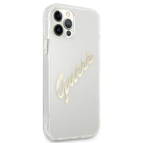 Etui Guess Vintage Script Gold na iPhone 12 Pro Max - przezroczyste Guess