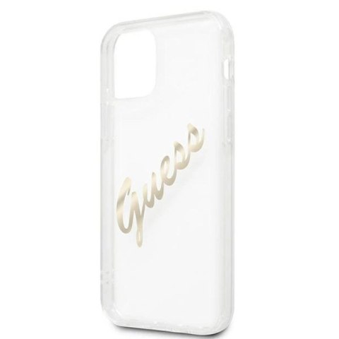Etui Guess Vintage Script Gold na iPhone 12 Pro Max - przezroczyste Guess