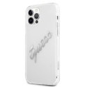 Etui Guess Vintage Script Silver na iPhone 12 Pro Max - przezroczyste Guess