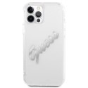 Etui Guess Vintage Script Silver na iPhone 12 Pro Max - przezroczyste Guess