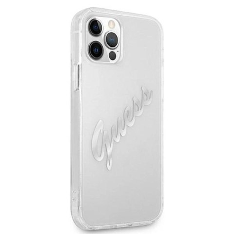 Etui Guess Vintage Script Silver na iPhone 12 Pro Max - przezroczyste Guess