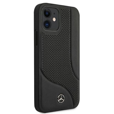 Etui Mercedes Leather Perforated Area na iPhone 12 mini - czarne Mercedes