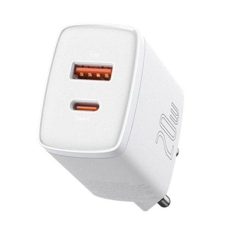 Szybka ładowarka sieciowa USB-A / USB-C Baseus Compact CCXJ-B02 20W 3A PD QC 3.0 - biała Baseus