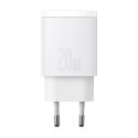 Szybka ładowarka sieciowa USB-A / USB-C Baseus Compact CCXJ-B02 20W 3A PD QC 3.0 - biała Baseus
