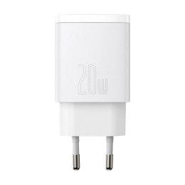 Szybka ładowarka sieciowa USB-A / USB-C Baseus Compact CCXJ-B02 20W 3A PD QC 3.0 - biała Baseus