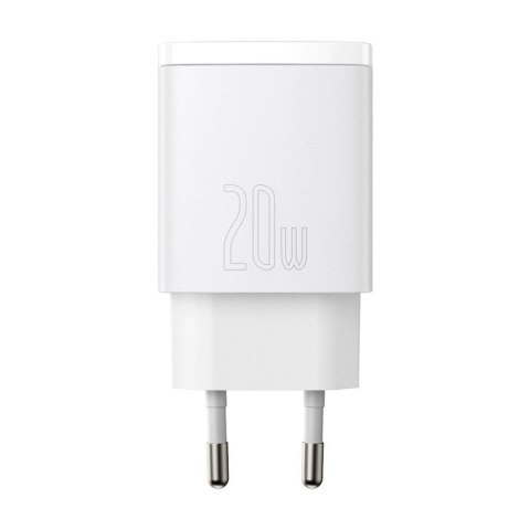 Szybka ładowarka sieciowa USB-A / USB-C Baseus Compact CCXJ-B02 20W 3A PD QC 3.0 - biała Baseus