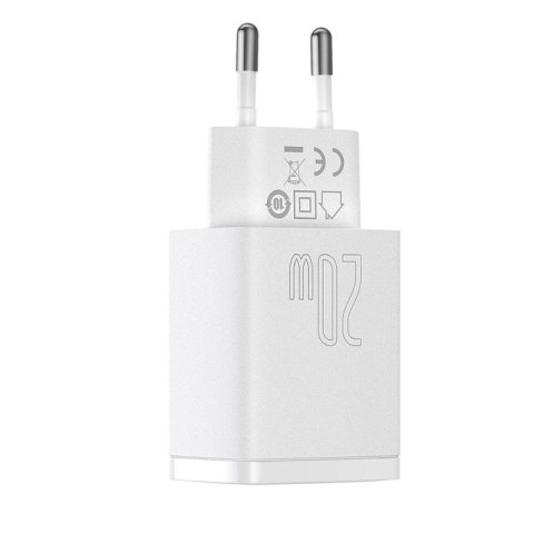 Szybka ładowarka sieciowa USB-A / USB-C Baseus Compact CCXJ-B02 20W 3A PD QC 3.0 - biała Baseus