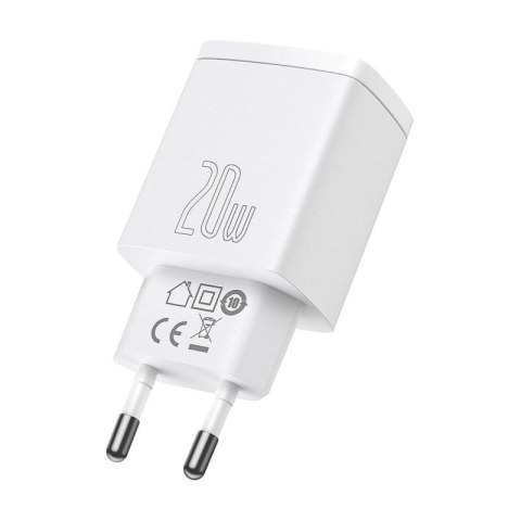 Szybka ładowarka sieciowa USB-A / USB-C Baseus Compact CCXJ-B02 20W 3A PD QC 3.0 - biała Baseus