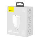 Szybka ładowarka sieciowa USB-A / USB-C Baseus Compact CCXJ-B02 20W 3A PD QC 3.0 - biała Baseus