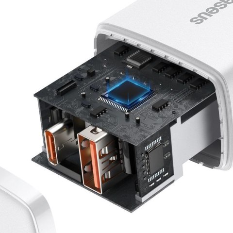 Szybka ładowarka sieciowa USB-A / USB-C Baseus Compact CCXJ-B02 20W 3A PD QC 3.0 - biała Baseus