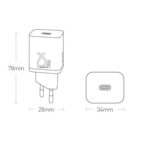 Baseus Super Si 1C szybka ładowarka USB Typ C 25W Power Delivery Quick Charge czarny (CCSP020101) Baseus