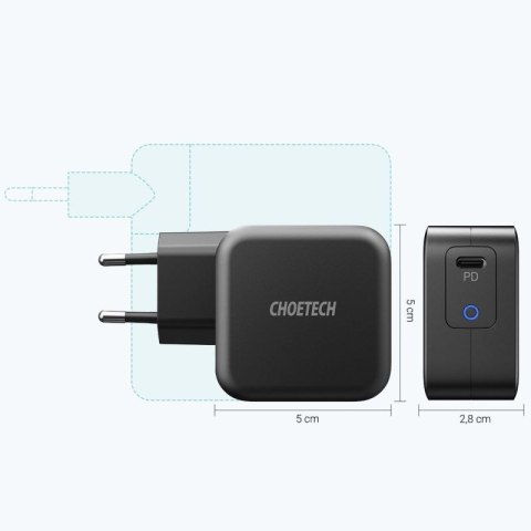 Choetech szybka ładowarka sieciowa GaN USB Typ C 61W 3A Power Delivery czarny (Q6006) Choetech