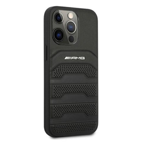 Etui AMG Leather Debossed Lines na iPhone 13 Pro Max - czarne Mercedes
