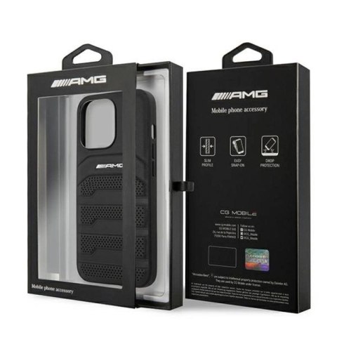 Etui AMG Leather Debossed Lines na iPhone 13 Pro Max - czarne Mercedes