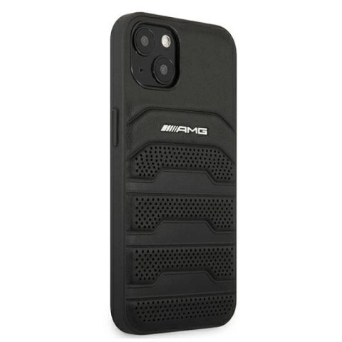 Etui AMG Leather Debossed Lines na iPhone 13 mini - czarne Mercedes