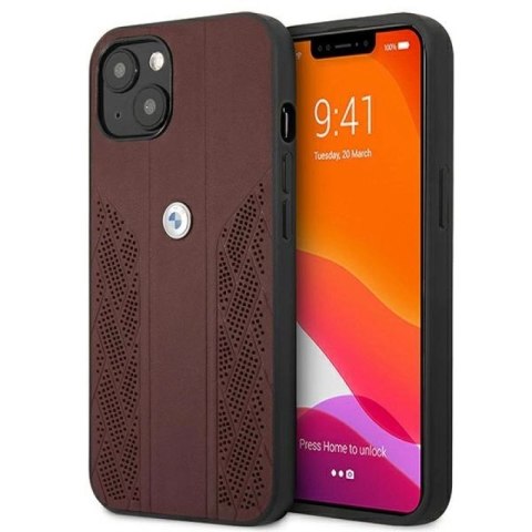 Etui BMW Leather Curve Perforate na iPhone 13 mini - czerwone BMW