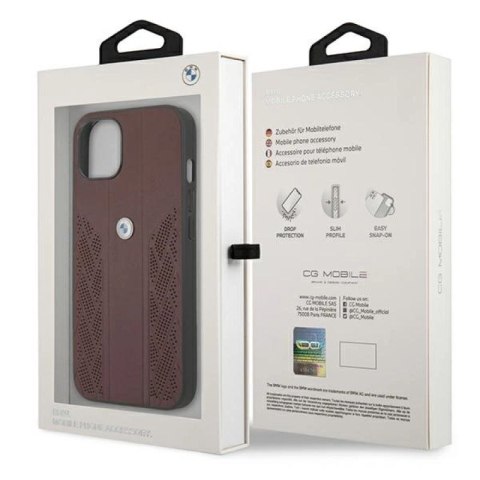 Etui BMW Leather Curve Perforate na iPhone 13 mini - czerwone BMW