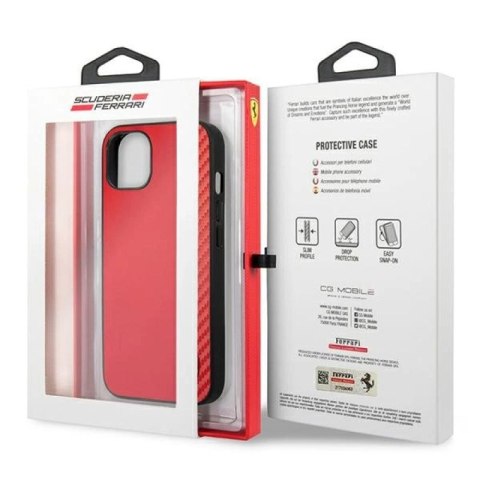 Etui Ferrari On Track Carbon Stripe na iPhone 13 mini - czerwone Ferrari
