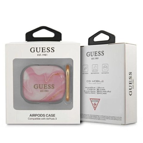 Etui Guess Marble Collection na AirPods 3 - różowe Guess