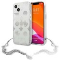 Etui Guess Peony Chain Collection na iPhone 13 mini - srebrne Guess