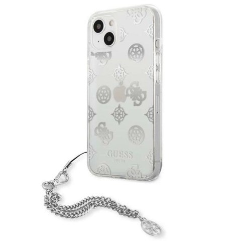 Etui Guess Peony Chain Collection na iPhone 13 mini - srebrne Guess