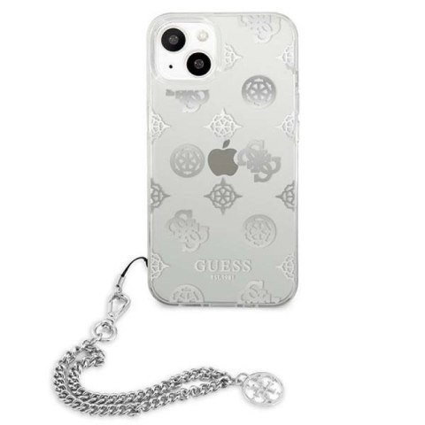 Etui Guess Peony Chain Collection na iPhone 13 mini - srebrne Guess