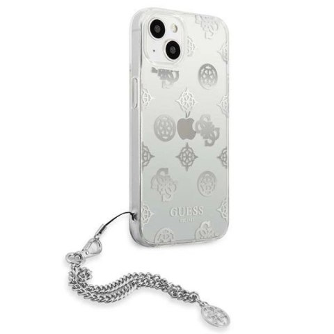 Etui Guess Peony Chain Collection na iPhone 13 mini - srebrne Guess