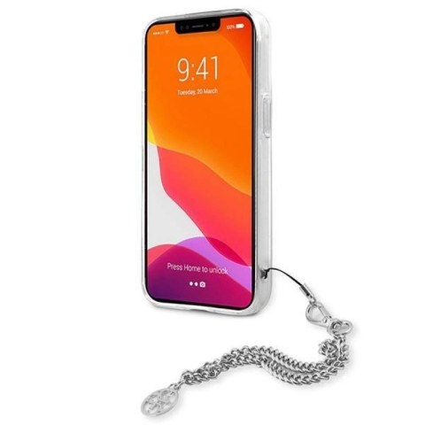 Etui Guess Peony Chain Collection na iPhone 13 mini - srebrne Guess