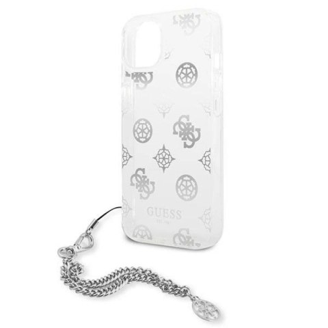 Etui Guess Peony Chain Collection na iPhone 13 mini - srebrne Guess