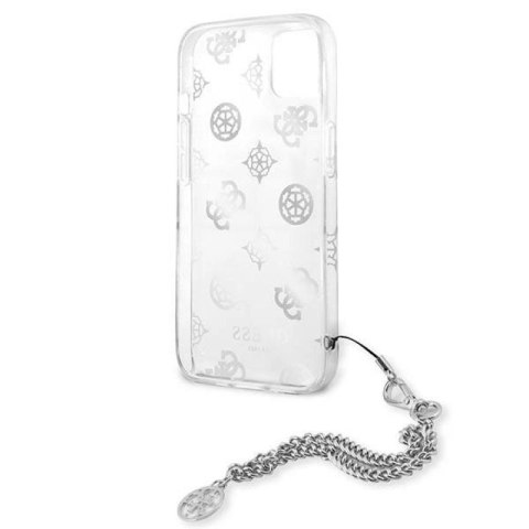 Etui Guess Peony Chain Collection na iPhone 13 mini - srebrne Guess