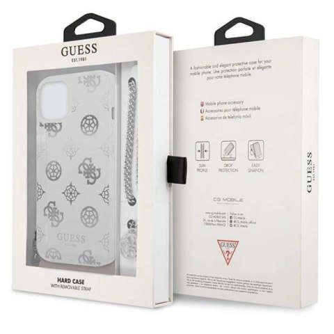 Etui Guess Peony Chain Collection na iPhone 13 mini - srebrne Guess