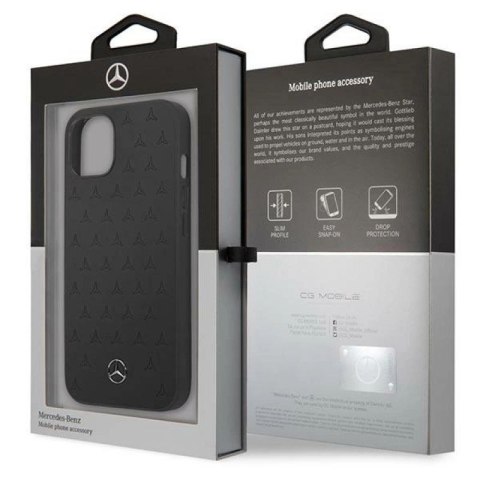 Etui Mercedes Leather Stars Pattern na iPhone 13 mini - czarne Mercedes