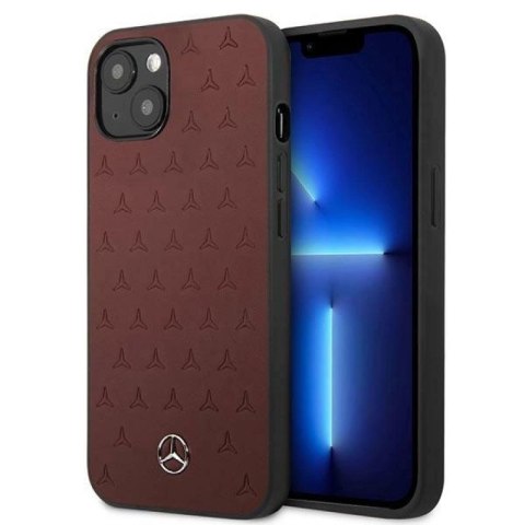 Etui Mercedes Leather Stars Pattern na iPhone 13 mini - czerwone Mercedes