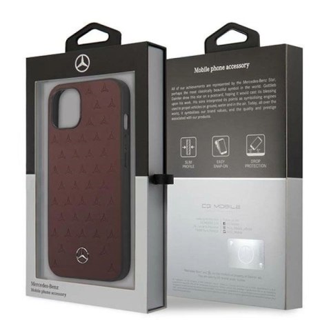 Etui Mercedes Leather Stars Pattern na iPhone 13 mini - czerwone Mercedes