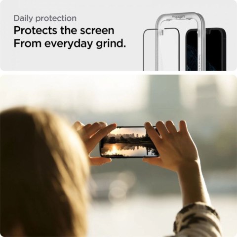 Szkło hartowane Spigen ALM Glass FC na iPhone 13 / 13 Pro / 14 - czarne Spigen