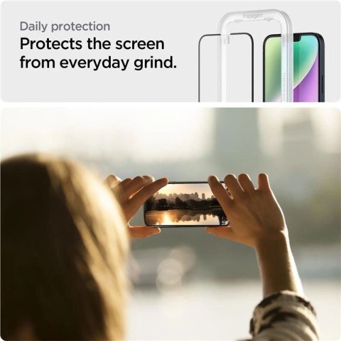 Szkło hartowane Spigen ALM Glass FC na iPhone 13 / 13 Pro / 14 - czarne Spigen