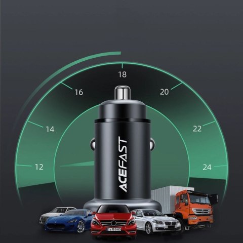 Acefast ładowarka samochodowa 38W USB Typ C / USB, PPS, Power Delivery, Quick Charge 3.0, AFC, FCP czarny (B1 black) Acefast