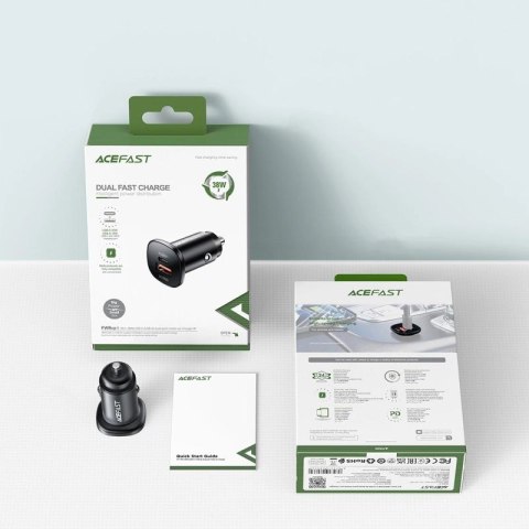 Acefast ładowarka samochodowa 38W USB Typ C / USB, PPS, Power Delivery, Quick Charge 3.0, AFC, FCP czarny (B1 black) Acefast