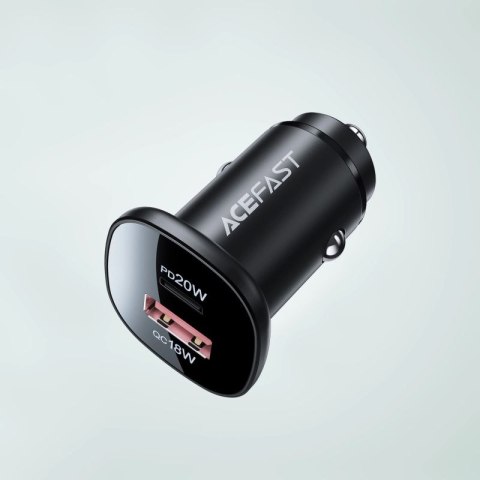 Acefast ładowarka samochodowa 38W USB Typ C / USB, PPS, Power Delivery, Quick Charge 3.0, AFC, FCP czarny (B1 black) Acefast