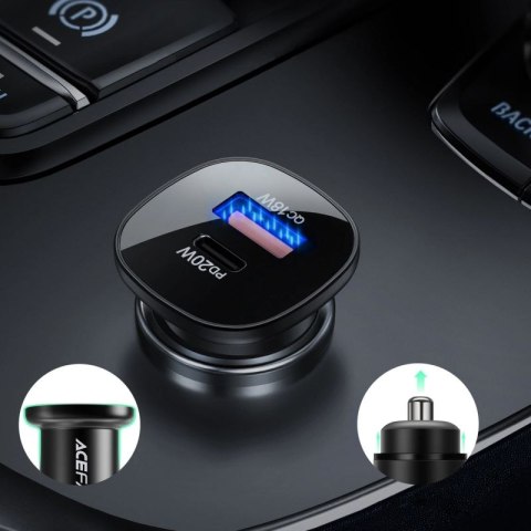Acefast ładowarka samochodowa 38W USB Typ C / USB, PPS, Power Delivery, Quick Charge 3.0, AFC, FCP czarny (B1 black) Acefast