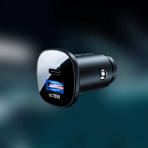 Acefast ładowarka samochodowa 38W USB Typ C / USB, PPS, Power Delivery, Quick Charge 3.0, AFC, FCP czarny (B1 black) Acefast
