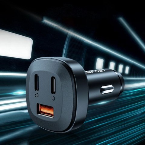 Acefast ładowarka samochodowa 66W 2x USB Typ C / USB, PPS, Power Delivery, Quick Charge 4.0, AFC, FCP, SCP czarny (B3 black) Acefast