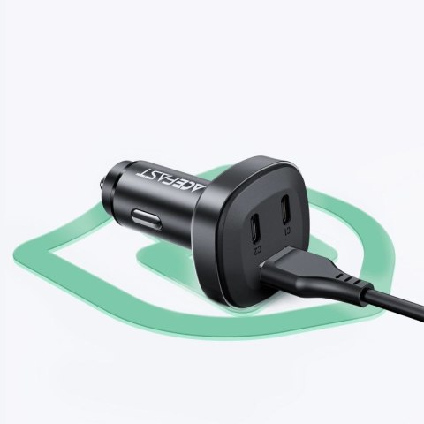 Acefast ładowarka samochodowa 66W 2x USB Typ C / USB, PPS, Power Delivery, Quick Charge 4.0, AFC, FCP, SCP czarny (B3 black) Acefast