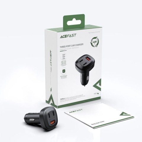 Acefast ładowarka samochodowa 66W 2x USB Typ C / USB, PPS, Power Delivery, Quick Charge 4.0, AFC, FCP, SCP czarny (B3 black) Acefast