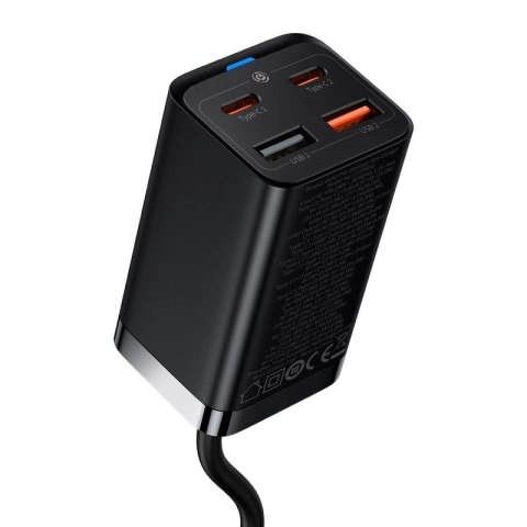 Baseus GaN3 Pro szybka ładowarka sieciowa GaN 2 x USB Typ C / 2 x USB 65W PD, QC4.0+, AFC, PPS + kabel USB Typ C - USB Typ C 1m  Baseus