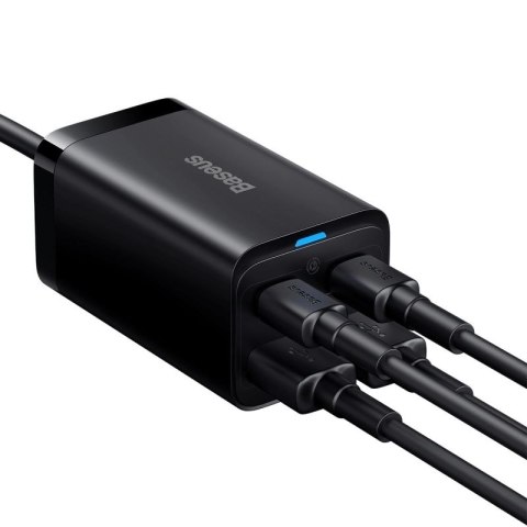 Baseus GaN3 Pro szybka ładowarka sieciowa GaN 2 x USB Typ C / 2 x USB 65W PD, QC4.0+, AFC, PPS + kabel USB Typ C - USB Typ C 1m  Baseus