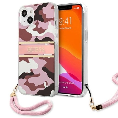 Etui Guess Camo Strap Collection na iPhone 13 - różowe Guess