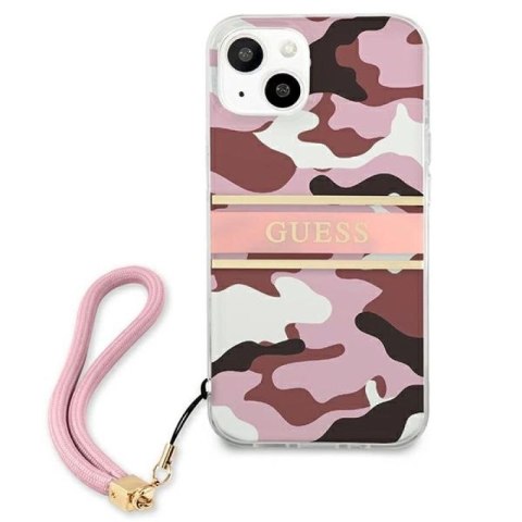 Etui Guess Camo Strap Collection na iPhone 13 - różowe Guess